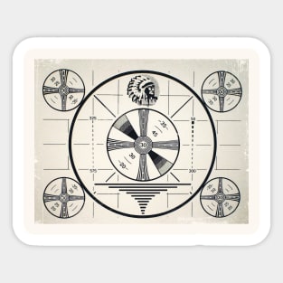 Retro distressed Indian Chief Monoscope test pattern Sticker